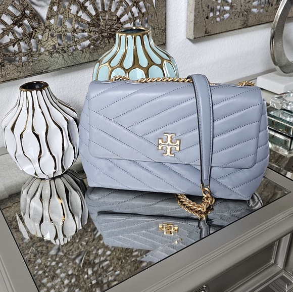 Tory Burch Handbags - Tory Burch Kira Chevron Small Leather Shoulder Bag Rainwater Blue